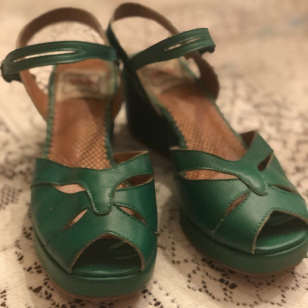 Green Bettie Page Platform Sandals